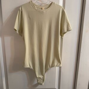 SKIMS Cotton Short Sleeve T Shirt Bodysuit Bone Large